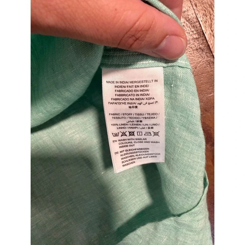 Gant Mens Regular Fit Linen Short Sleeve Button Down Shirt Green Large 3040621 - Picture 9 of 11
